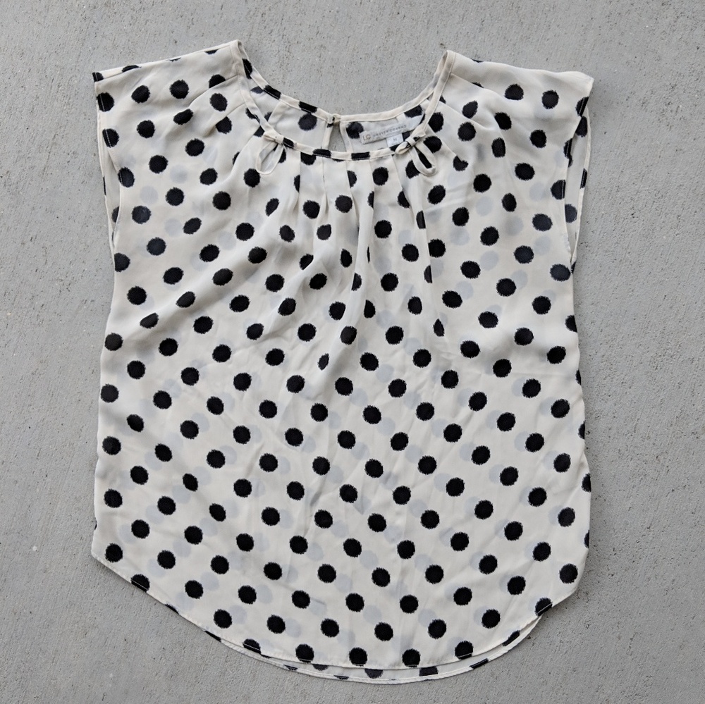 Lauren Conrad | Cream Black Polka Dot Tank Blouse